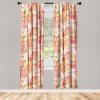 Ambesonne Floral Curtains, Abstract Retro Continuous Neutral Flowers Print Springtime Garden Scene, Window Treatments 2 Panel Set for Living Room Bedroom, Pair of – 28″ x 95″, Charcoal Grey and Peach(Salmon and Fern Green)