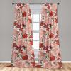 Ambesonne Floral Curtains, Abstract Retro Continuous Neutral Flowers Print Springtime Garden Scene, Window Treatments 2 Panel Set for Living Room Bedroom, Pair of – 28″ x 95″, Charcoal Grey and Peach(Dark Salmon Green)