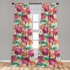 Ambesonne Floral Curtains, Abstract Retro Continuous Neutral Flowers Print Springtime Garden Scene, Window Treatments 2 Panel Set for Living Room Bedroom, Pair of – 28″ x 95″, Charcoal Grey and Peach(Dark Peach Jade Green)