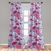 Ambesonne Floral Curtains, Abstract Retro Continuous Neutral Flowers Print Springtime Garden Scene, Window Treatments 2 Panel Set for Living Room Bedroom, Pair of – 28″ x 95″, Charcoal Grey and Peach(Dark Pink Blue)
