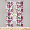 Ambesonne Floral Curtains, Abstract Retro Continuous Neutral Flowers Print Springtime Garden Scene, Window Treatments 2 Panel Set for Living Room Bedroom, Pair of – 28″ x 95″, Charcoal Grey and Peach(Olive Green Hot Pink)