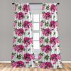 Ambesonne Floral Curtains, Abstract Retro Continuous Neutral Flowers Print Springtime Garden Scene, Window Treatments 2 Panel Set for Living Room Bedroom, Pair of – 28″ x 95″, Charcoal Grey and Peach(Olive Green Hot Pink)