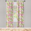 Ambesonne Floral Curtains, Abstract Retro Continuous Neutral Flowers Print Springtime Garden Scene, Window Treatments 2 Panel Set for Living Room Bedroom, Pair of – 28″ x 95″, Charcoal Grey and Peach(Raspberry Lime Green)