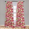 Ambesonne Floral Curtains, Abstract Retro Continuous Neutral Flowers Print Springtime Garden Scene, Window Treatments 2 Panel Set for Living Room Bedroom, Pair of – 28″ x 95″, Charcoal Grey and Peach(Dark Pink Fern Green)