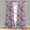 Ambesonne Floral Curtains, Abstract Retro Continuous Neutral Flowers Print Springtime Garden Scene, Window Treatments 2 Panel Set for Living Room Bedroom, Pair of – 28″ x 95″, Charcoal Grey and Peach(Pastel Pink Slate Blue)