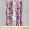 Ambesonne Floral Curtains, Abstract Retro Continuous Neutral Flowers Print Springtime Garden Scene, Window Treatments 2 Panel Set for Living Room Bedroom, Pair of – 28″ x 95″, Charcoal Grey and Peach(Pale Fuchsia Jade Green)