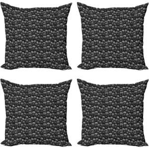 Ambesonne Alien Decorative Throw Pillow Case Pack of 4, Funny Monster Mutant Science in a Spooky Theme of Microorganisms Print, Cushion Cover for Couch Living Room Car, 16″, Grey and Charcoal Grey(18″)
