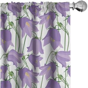 Ambesonne Botanical Curtains, Burgeoning Bluebells Meadow Flowers Efflorescence Fresh Garden, Window Treatments 2 Panel Set for Living Room Bedroom, Pair of – 28″ x 84″, Lavender Yellow