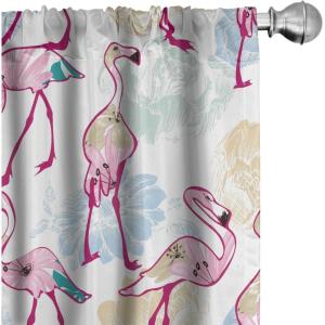 Ambesonne Floral Curtains, Abstract Retro Continuous Neutral Flowers Print Springtime Garden Scene, Window Treatments 2 Panel Set for Living Room Bedroom, Pair of – 28″ x 95″, Charcoal Grey and Peach(Hot Pink Ivory Ecru)