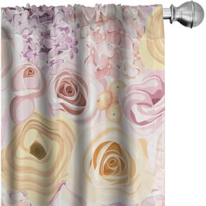 Ambesonne Floral Curtains, Abstract Retro Continuous Neutral Flowers Print Springtime Garden Scene, Window Treatments 2 Panel Set for Living Room Bedroom, Pair of – 28″ x 95″, Charcoal Grey and Peach(Slate Brown Cinnamon)