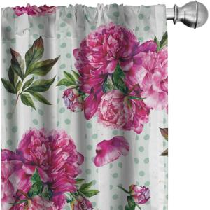 Ambesonne Floral Curtains, Abstract Retro Continuous Neutral Flowers Print Springtime Garden Scene, Window Treatments 2 Panel Set for Living Room Bedroom, Pair of – 28″ x 95″, Charcoal Grey and Peach(Olive Green Hot Pink)