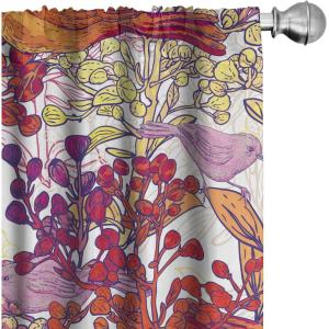 Ambesonne Floral Curtains, Abstract Retro Continuous Neutral Flowers Print Springtime Garden Scene, Window Treatments 2 Panel Set for Living Room Bedroom, Pair of – 28″ x 95″, Charcoal Grey and Peach(Burnt Sienna Dark Pink)