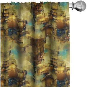 Ambesonne Nature Art Window Curtains, Dragonfly Ornaments Modern Botanical Wings Pattern Grunge Effect, Lightweight Decor 2-Panel Set with Rod Pocket, Pair of – 28″ x 84″, Plum Teal and Multicolor(Amber Mustard Seafoam)
