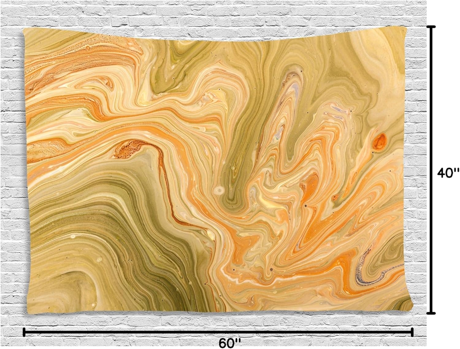 imageAmbesonne Marble Print Tapestry Antique Ottoman Art Ebru Turkish Marbling Modern Artwork Wide Wall Hanging for Bedroom Living Room Dorm 60 X 40 Olive Green Sand Brown60L x 40W