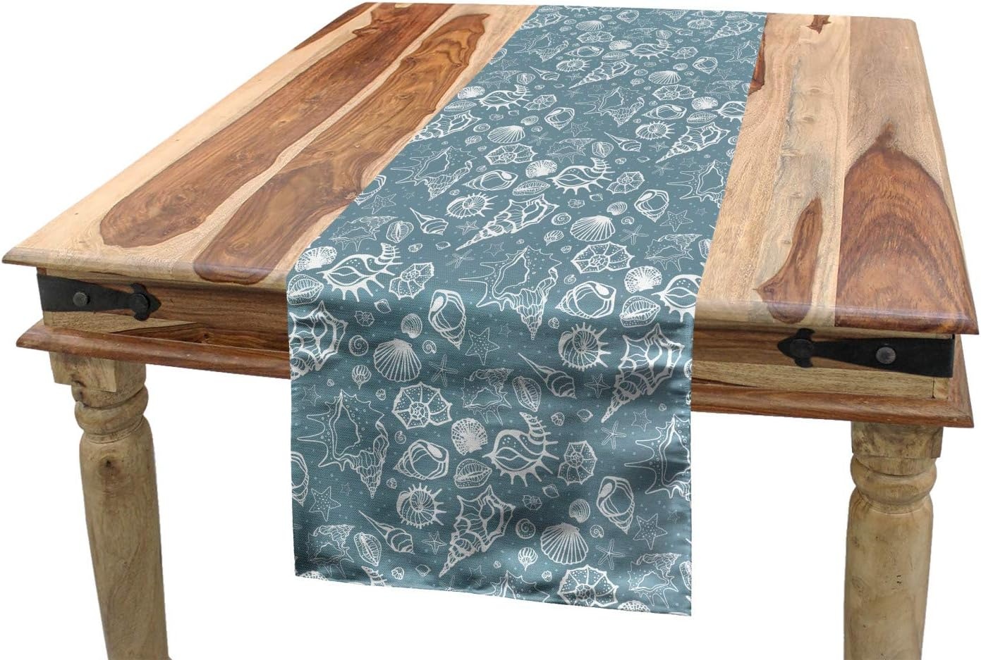 imageAmbesonne Ski Pattern Table Runner Vintage Style Monochromatic Design of Skiing Themed Motifs Dining Room Kitchen Rectangular Runner 16 X 72 Eggshell SkyBlue Grey
