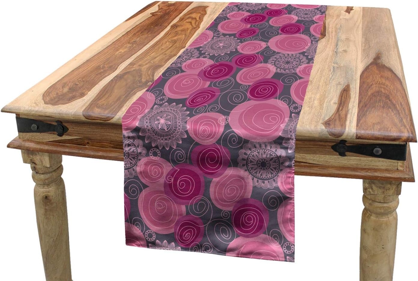 imageAmbesonne Ski Pattern Table Runner Vintage Style Monochromatic Design of Skiing Themed Motifs Dining Room Kitchen Rectangular Runner 16 X 72 Eggshell SkyMagenta Fuchsia