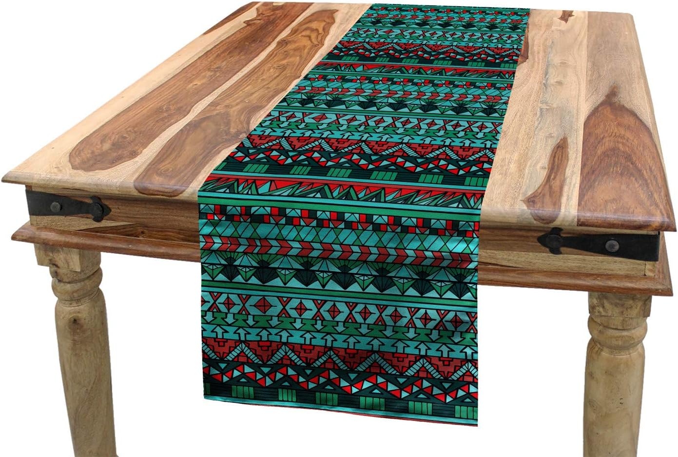 imageAmbesonne Ski Pattern Table Runner Vintage Style Monochromatic Design of Skiing Themed Motifs Dining Room Kitchen Rectangular Runner 16 X 72 Eggshell SkyTeal Blue