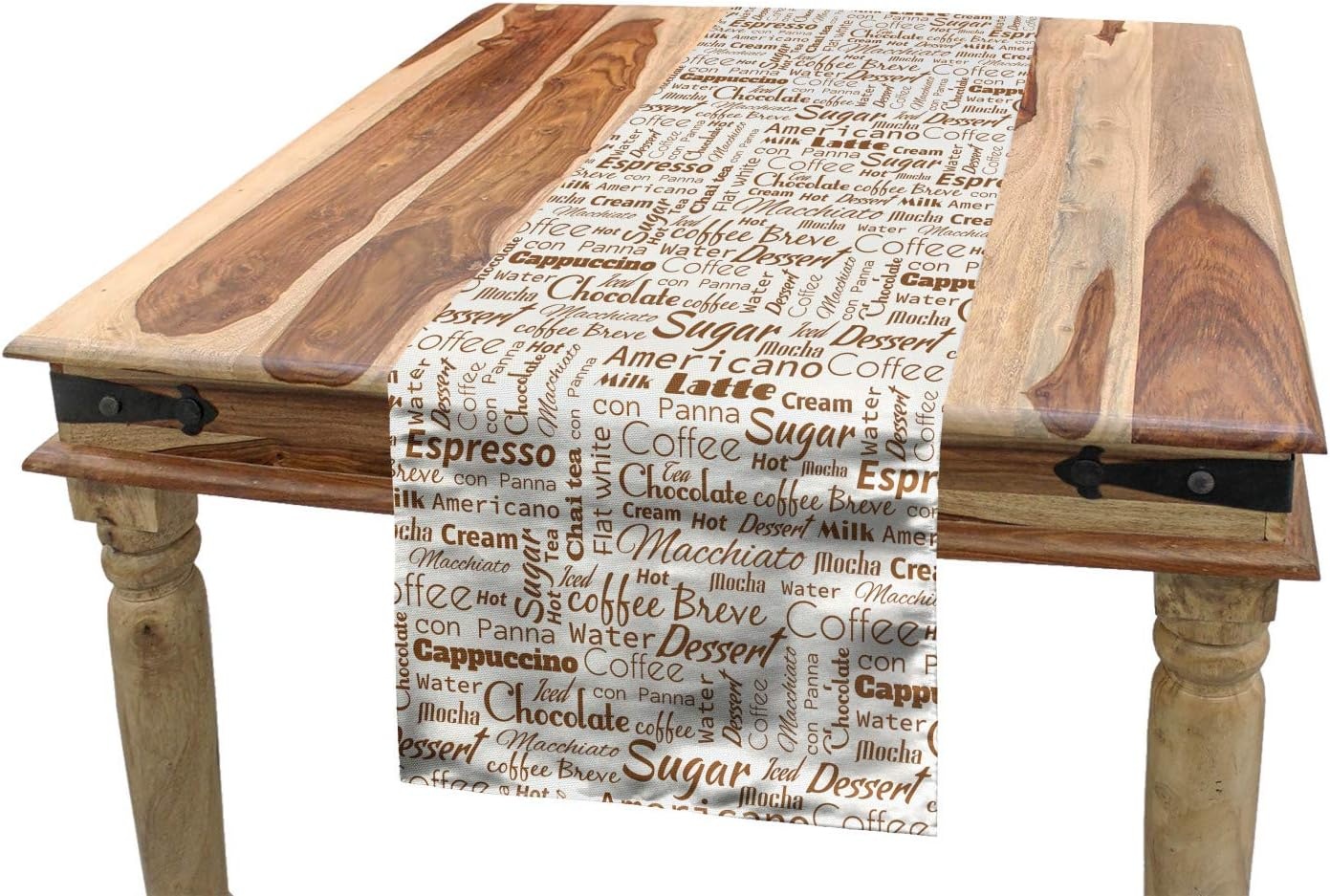 imageAmbesonne Ski Pattern Table Runner Vintage Style Monochromatic Design of Skiing Themed Motifs Dining Room Kitchen Rectangular Runner 16 X 72 Eggshell SkyUmber Cream