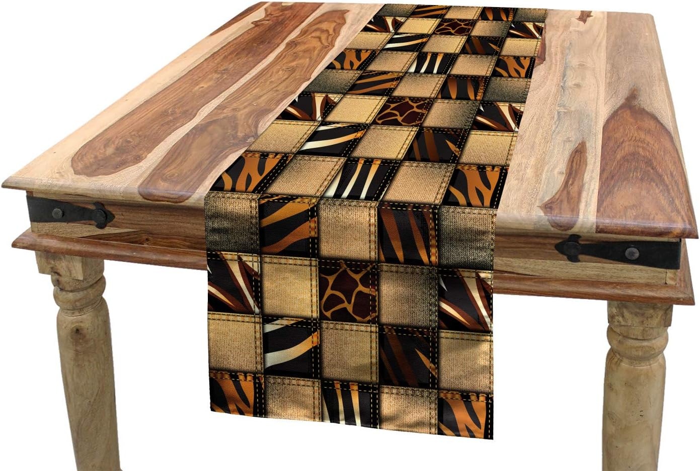 imageAmbesonne Ski Pattern Table Runner Vintage Style Monochromatic Design of Skiing Themed Motifs Dining Room Kitchen Rectangular Runner 16 X 72 Eggshell SkyBrown Black