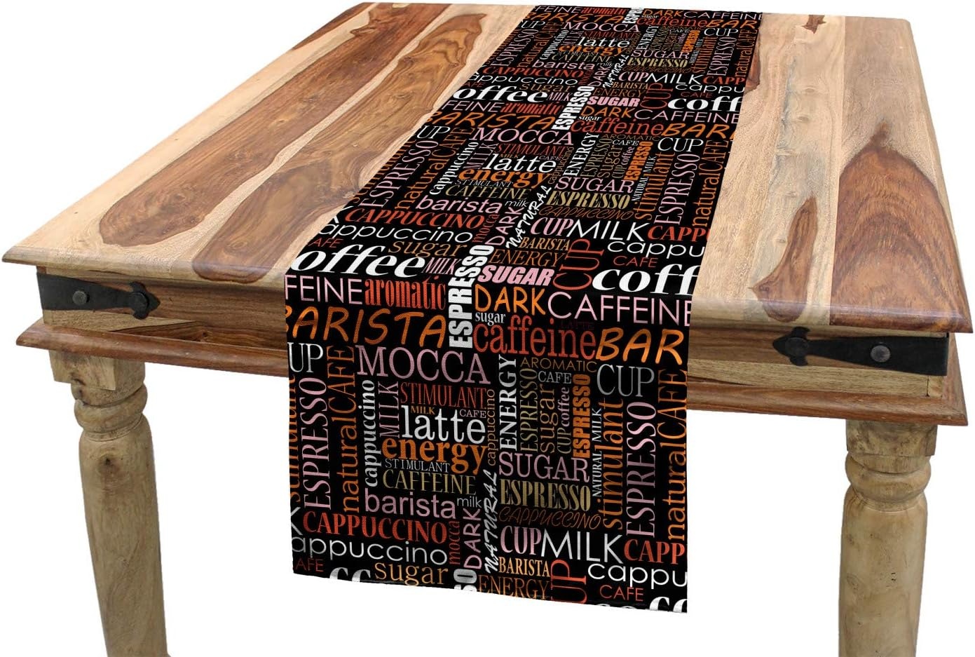 imageAmbesonne Ski Pattern Table Runner Vintage Style Monochromatic Design of Skiing Themed Motifs Dining Room Kitchen Rectangular Runner 16 X 72 Eggshell SkyBlack Orange