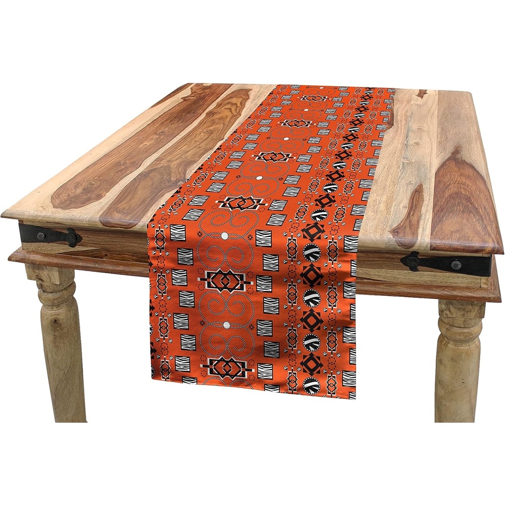 imageAmbesonne Ski Pattern Table Runner Vintage Style Monochromatic Design of Skiing Themed Motifs Dining Room Kitchen Rectangular Runner 16 X 72 Eggshell SkyOrange Black White