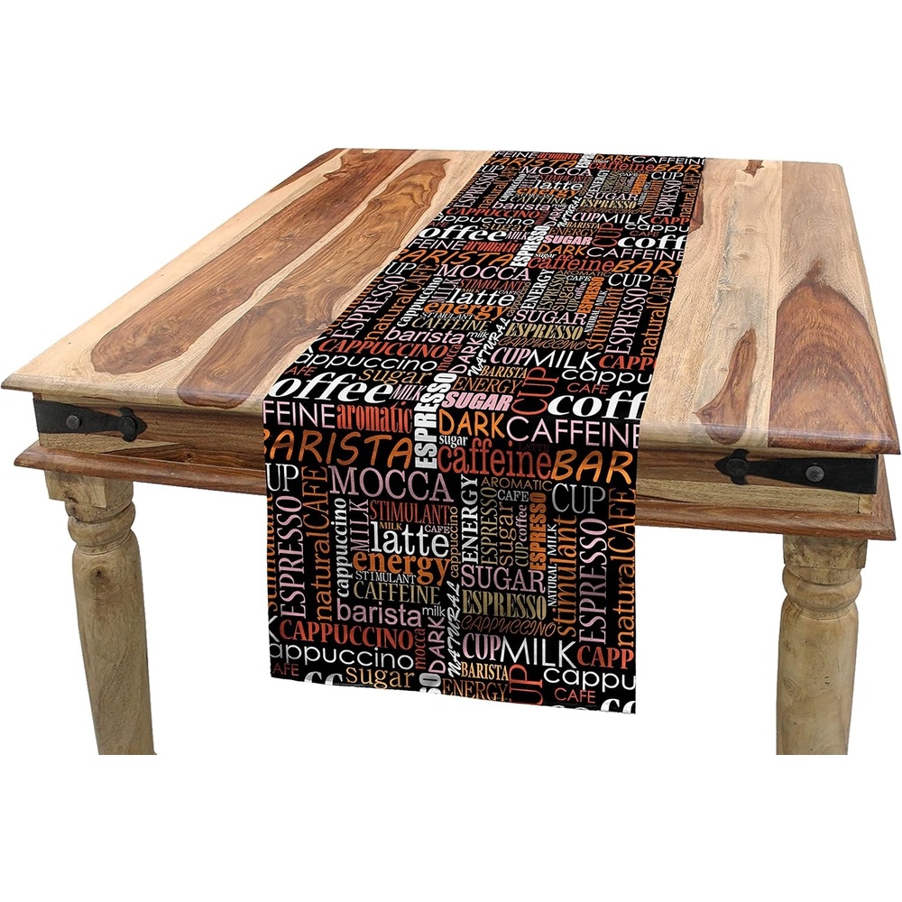 imageAmbesonne Ski Pattern Table Runner Vintage Style Monochromatic Design of Skiing Themed Motifs Dining Room Kitchen Rectangular Runner 16 X 72 Eggshell SkyBlack Orange