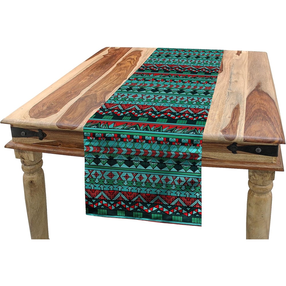 imageAmbesonne Ski Pattern Table Runner Vintage Style Monochromatic Design of Skiing Themed Motifs Dining Room Kitchen Rectangular Runner 16 X 72 Eggshell SkyTeal Blue