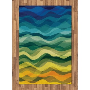 Ambesonne Abstract Decor Area Rug, Modern Geometric Artistic Design with Wavy Ocean Surfer Inspired Artwork, Flat Woven Accent Rug for Living Room Bedroom Dining Room, 4 x 6 FT, Multi Colored