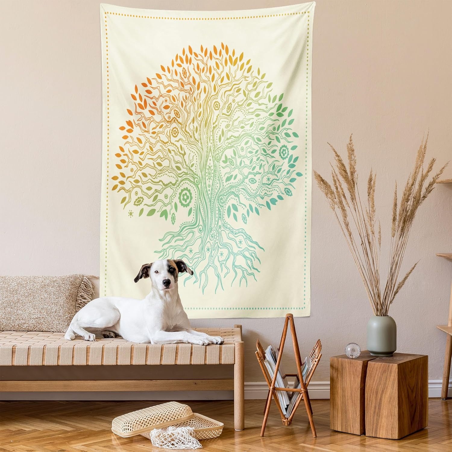 imageAmbesonne Modern Tapestry Empty Lounge Area Large Window and Sea View Contemporary Architecture Wide Wall Hanging for Bedroom Living Room Dorm 80 X 60 Pearl BlueSeafoam Orange