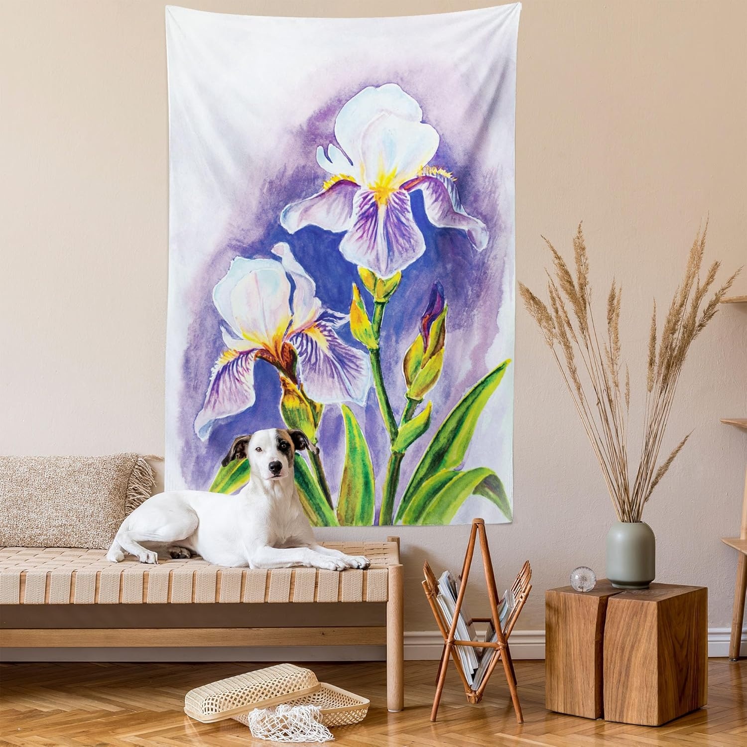 imageAmbesonne Modern Tapestry Empty Lounge Area Large Window and Sea View Contemporary Architecture Wide Wall Hanging for Bedroom Living Room Dorm 80 X 60 Pearl BlueViolet Green Blue