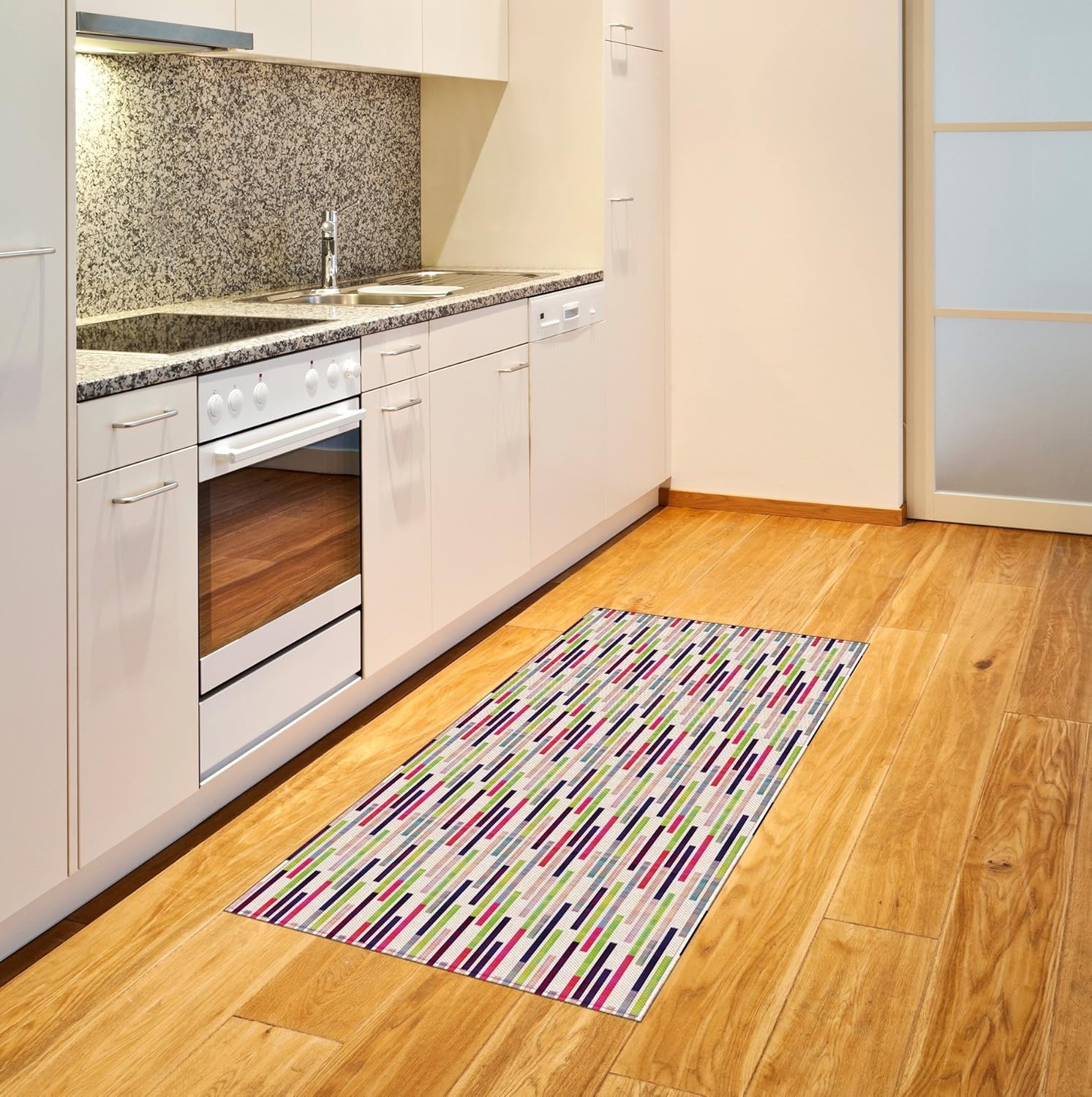 imageAmbesonne Striped Area Rug Futuristic Hipster Trippy Repeating Borders in Vivid Tiles Modern Artwork Print Flat Woven Accent Rug for Living Room Bedroom Dining Room 2 6 x 5 Fuchsia Lime