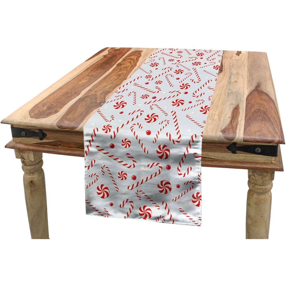 imageAmbesonne Candy Cane Table Runner Sugary Treats of New Year Celebrations Pattern of Holiday Food Dining Room Kitchen Rectangular Runner 16 X 90 Coconut White