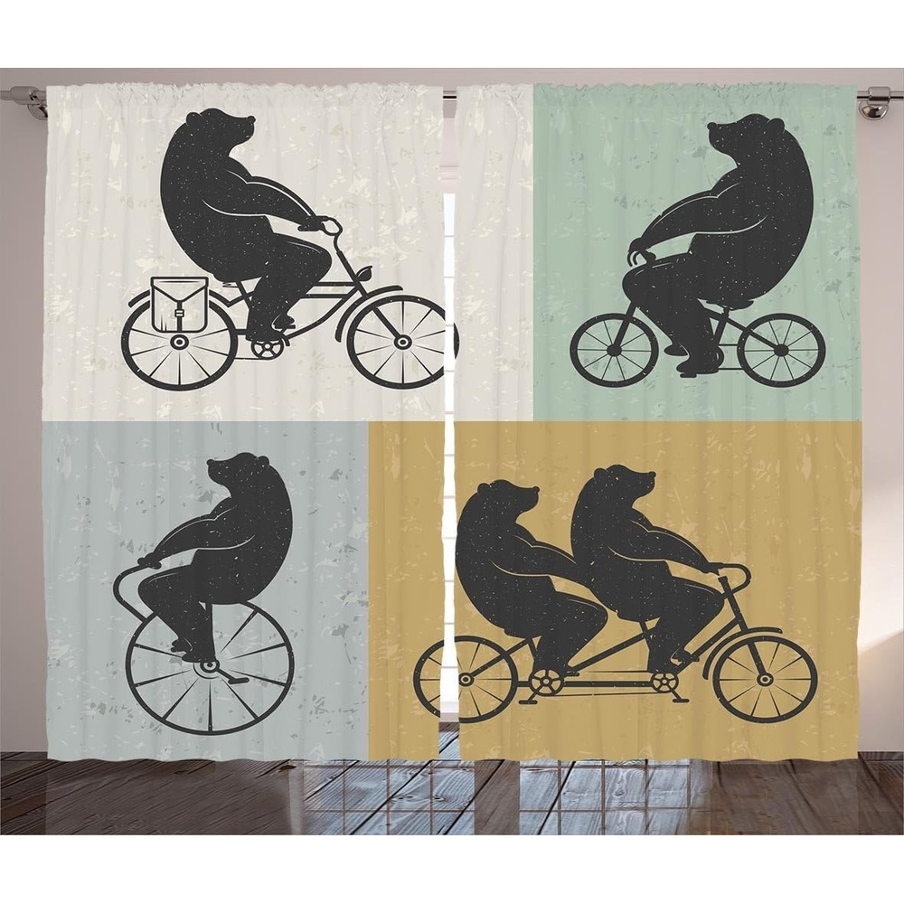 imageAmbesonne Geometric Curtains Black and White Mosaic Pavement Tile Bricks Modern Conceptual Tracery Design Living Room Bedroom Window Drapes 2 Panel Set 108 X 90 Beige BlackBluegrey