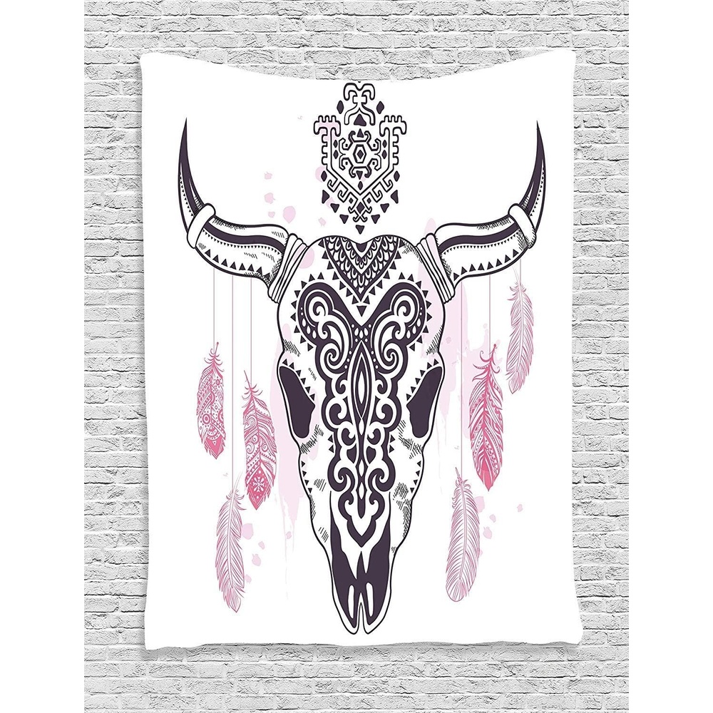 imageAmbesonne Modern Tapestry Empty Lounge Area Large Window and Sea View Contemporary Architecture Wide Wall Hanging for Bedroom Living Room Dorm 80 X 60 Pearl BluePink White Plum