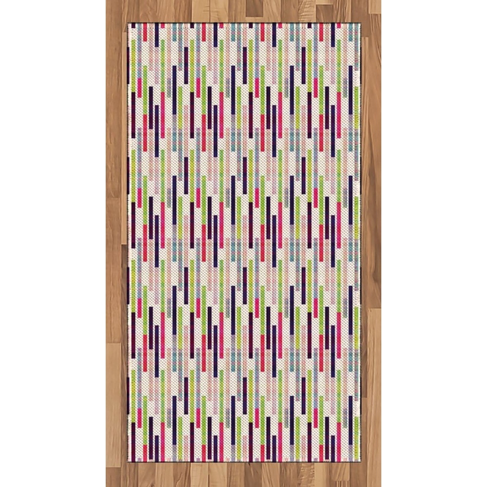 imageAmbesonne Striped Area Rug Futuristic Hipster Trippy Repeating Borders in Vivid Tiles Modern Artwork Print Flat Woven Accent Rug for Living Room Bedroom Dining Room 2 6 x 5 Fuchsia Lime