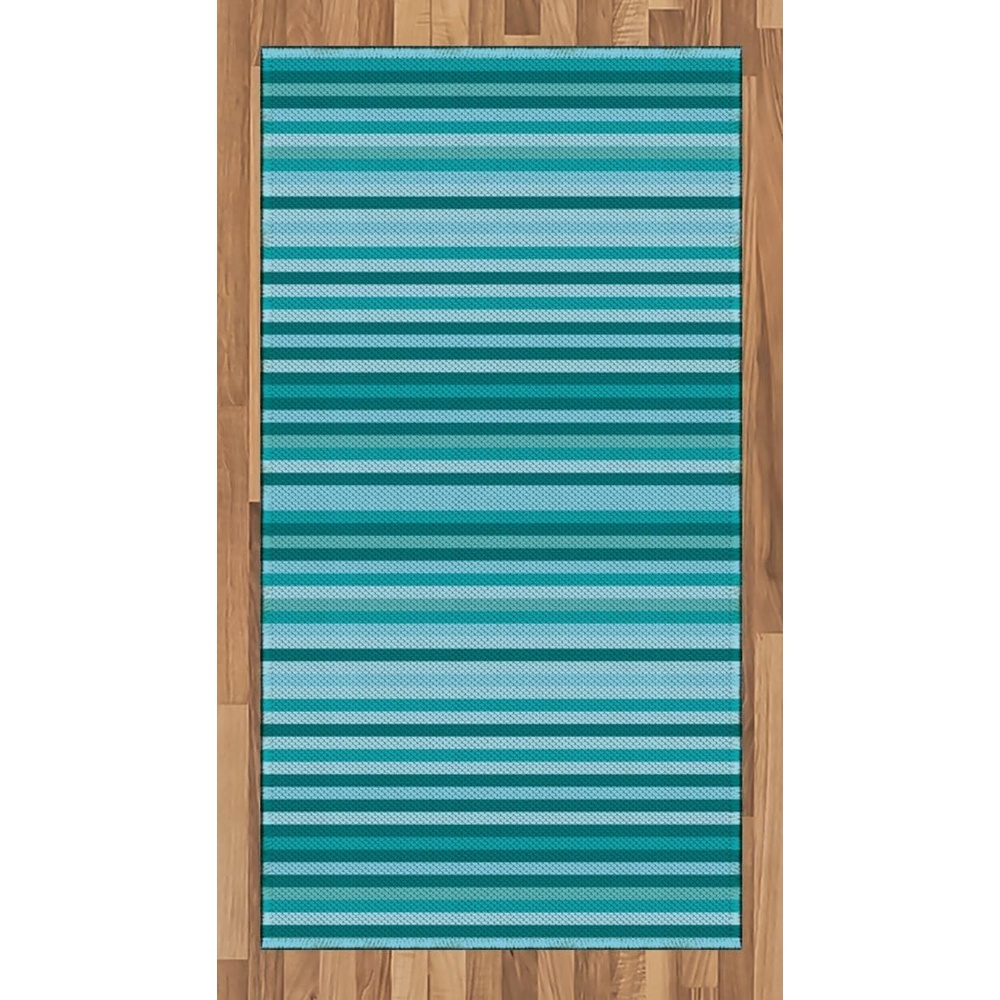 imageAmbesonne Striped Area Rug Long Narrow Linear Bands Modern Streaks Design Geometric Grids Graphic Print Flat Woven Accent Rug for Living Room Bedroom Dining Room 2 6 x 5 Teal Navy Blue