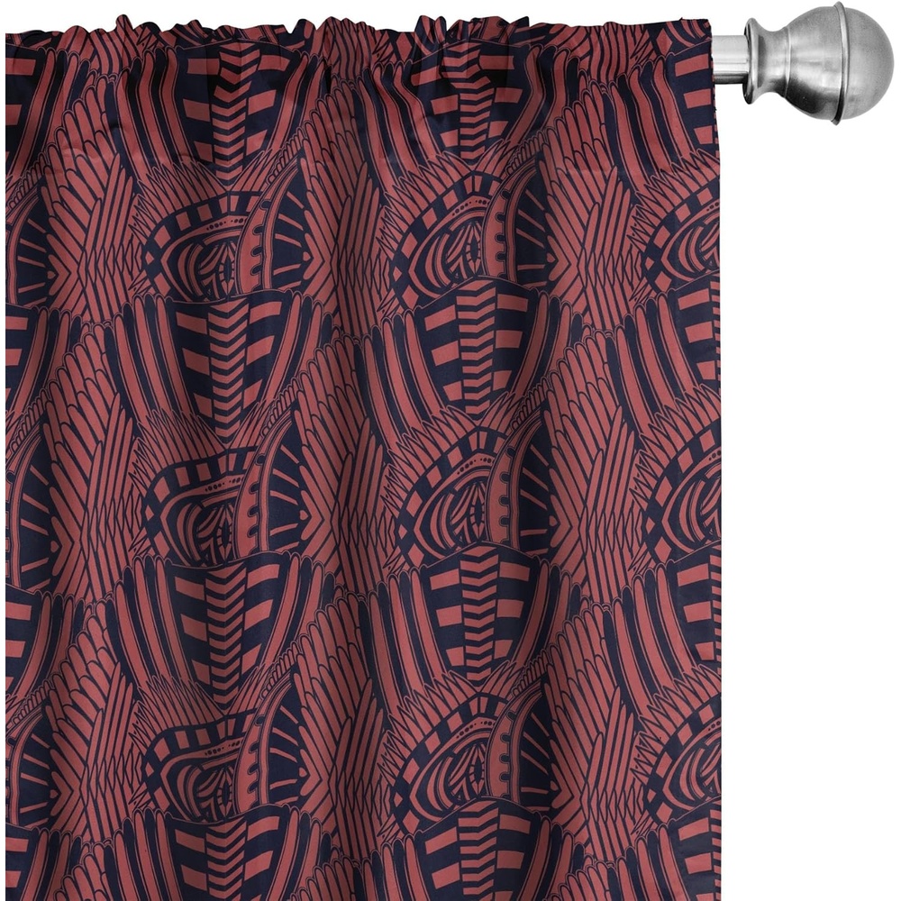 imageAmbesonne Tribal Curtains Bicolour Ethnic Motif of Funky Geometric Gypsy Folk Culture Repetition Window Treatments 2 Panel Set for Living Room Bedroom Pair of 28 x 63 Indigo and Dark Coral