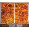 Ambesonne Burnt Orange Curtains, Vintage Mosaic Background Quadratic Little Geometric Squares Faded Print, Living Room Bedroom Window Drapes 2 Panel Set, 108″ X 84″, Orange Mustard