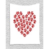 Ambesonne Cat Tapestry, Heart Shape Dog Paw Print Funny Fashion Modern Animal Romantic Design Print, Wall Hanging for Bedroom Living Room Dorm Decor, 40″ X 60″, Scarlet White(60″L x 40″W)