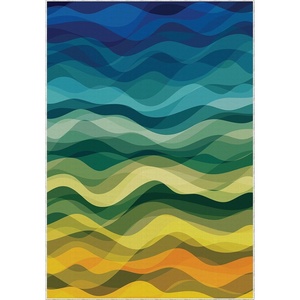 Ambesonne Abstract Decor Area Rug, Modern Geometric Artistic Design with Wavy Ocean Surfer Inspired Artwork, Flat Woven Accent Rug for Living Room Bedroom Dining Room, 2.6 x 5 FT, Multi Colored