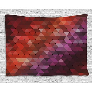 Ambesonne Abstract Tapestry, Fractal Triangle Shapes in The Gradient Tones with Modern and Digital Graphic Design of Art, Wide Wall Hanging for Bedroom Living Room Dorm, 80″ X 60″, Burgundy Fuchsia(Silky Satin Fabric)
