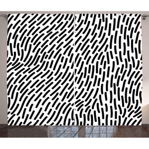 Ambesonne Black and White Curtains, Abstract Composition of Rounded Short Lines Modern Graphic Monochrome Art, Living Room Bedroom Window Drapes 2 Panel Set, 108″ X 84″, Black White(84″W x 108″L (Pack of 2))