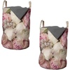 Ambesonne Flower Laundry Bag Pack of 2, Wedding Corsage Arrangement of Roses I Love You Forever Foliage Vintage Themed, Hamper Basket with Handles Drawstring Closure, 13″ x 19″, Pink Beige