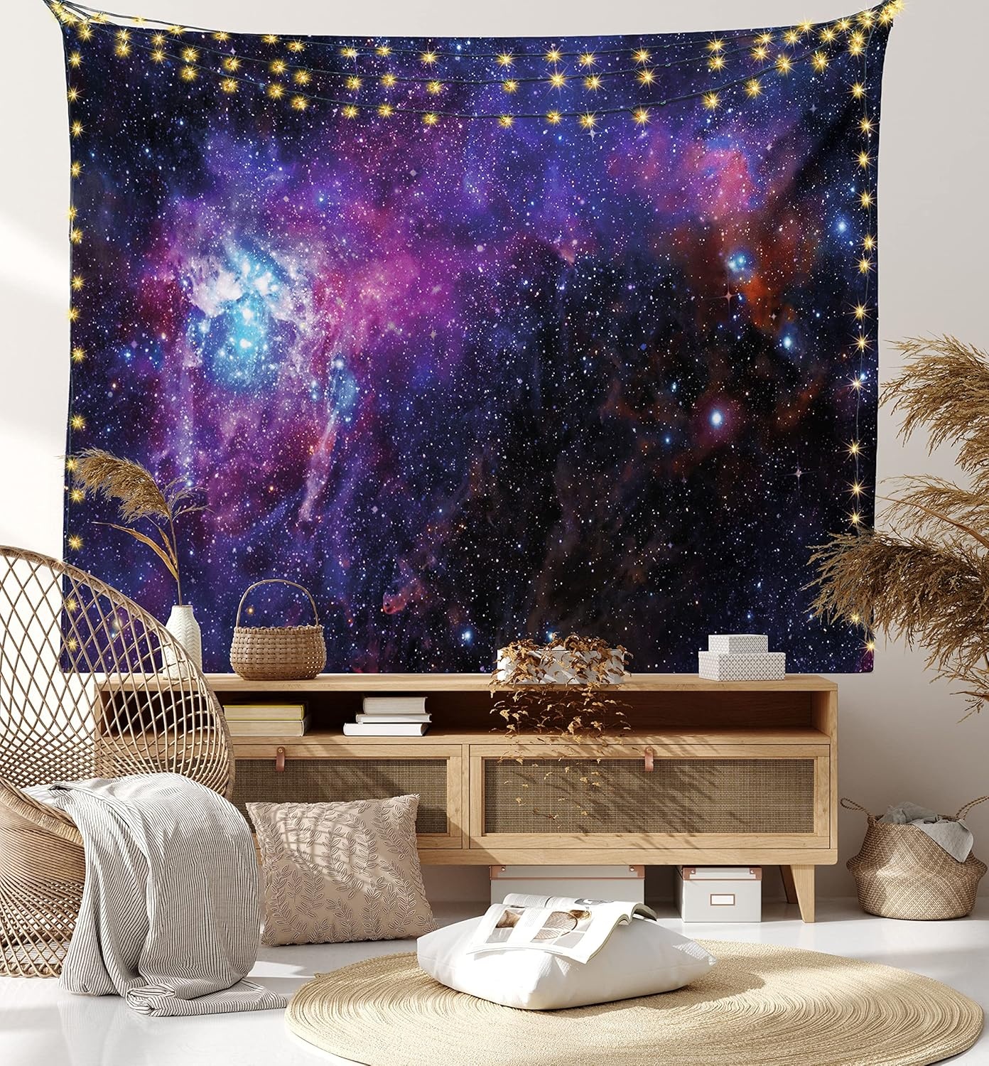 image:imageAmbesonne Fantasy Tapestry Celestial View of Snow Capped Mountains and Alien Planet Print Wide Wall Hanging for Bedroom Living Room Dorm 60 X 40 White and Navy BlueBlack Purple