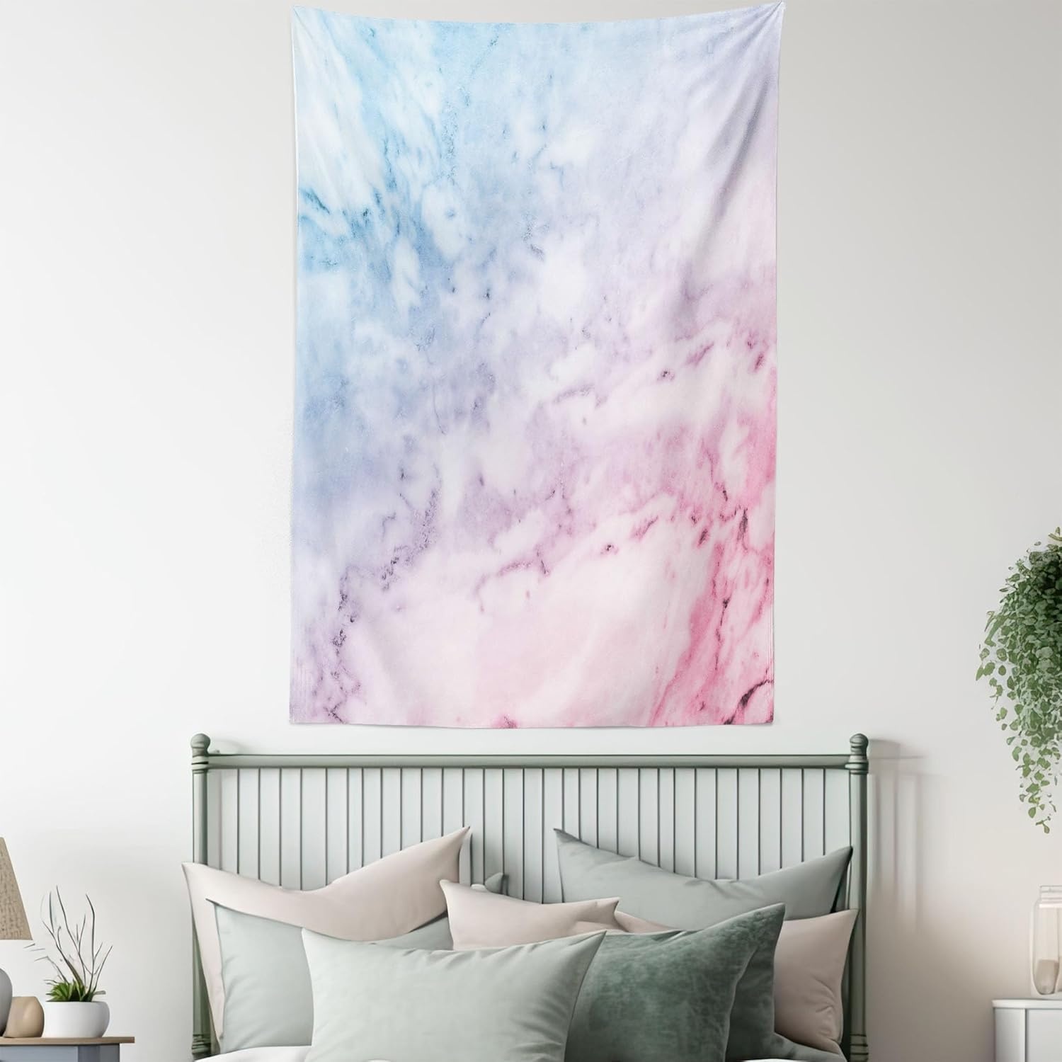 image:imageAmbesonne Fantasy Tapestry Celestial View of Snow Capped Mountains and Alien Planet Print Wide Wall Hanging for Bedroom Living Room Dorm 60 X 40 White and Navy BluePink Mauve and Blue