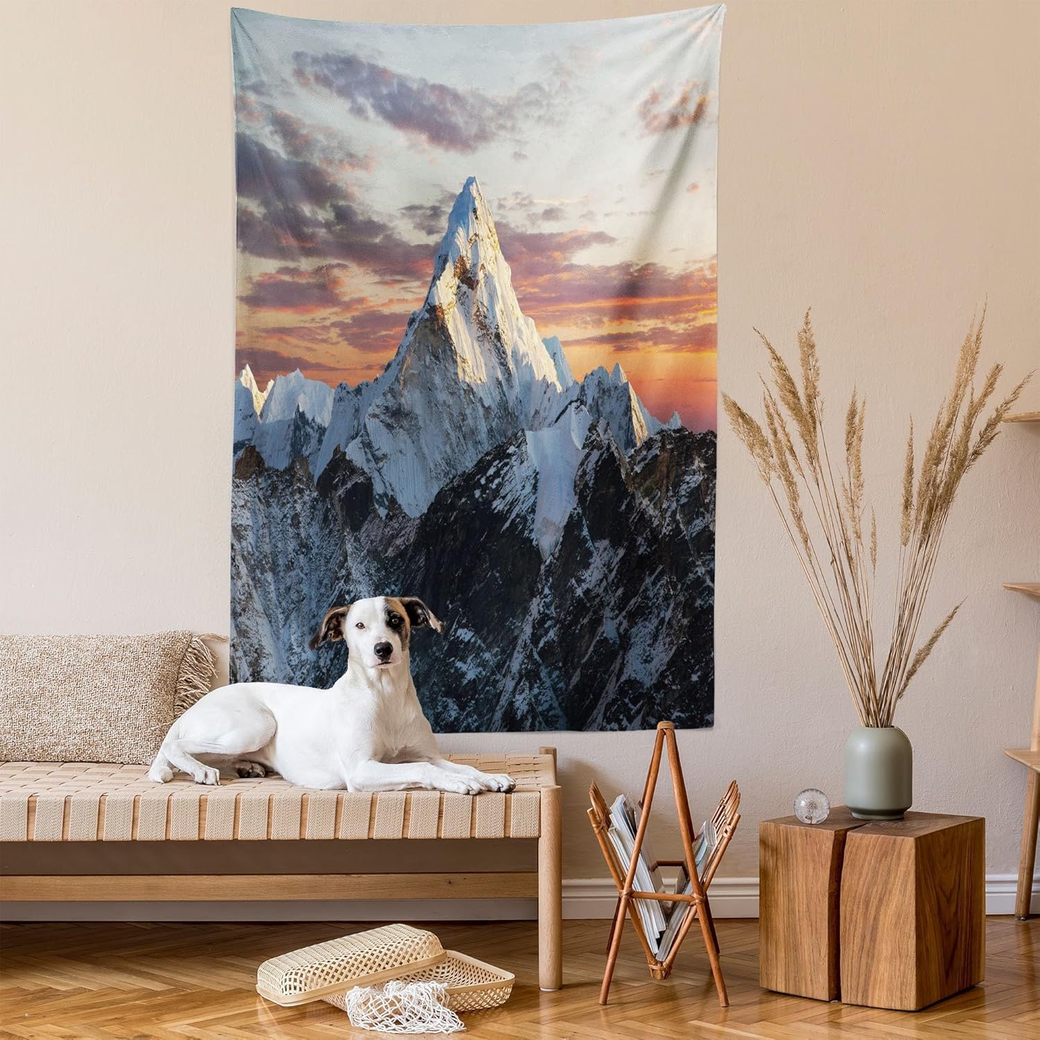 image:imageAmbesonne Fantasy Tapestry Celestial View of Snow Capped Mountains and Alien Planet Print Wide Wall Hanging for Bedroom Living Room Dorm 60 X 40 White and Navy BlueBluegrey Salmon