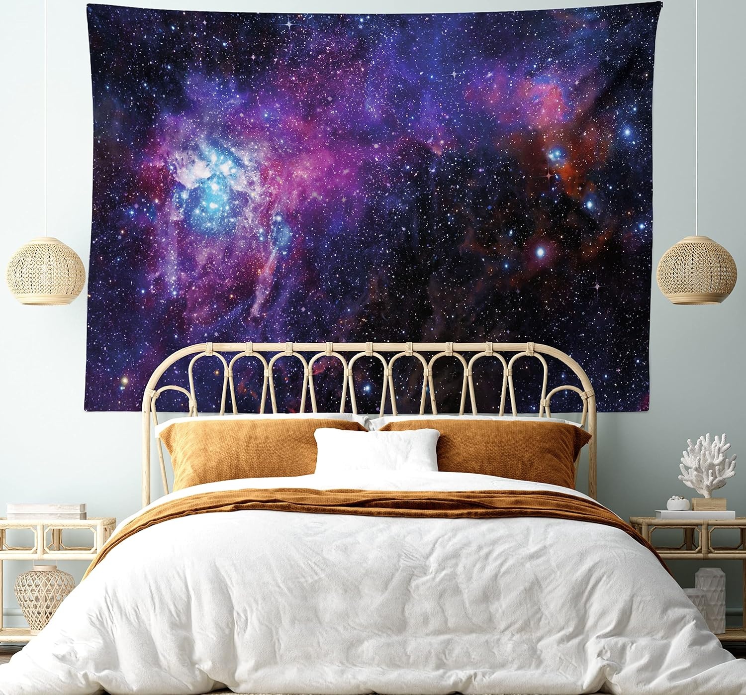 image:imageAmbesonne Fantasy Tapestry Celestial View of Snow Capped Mountains and Alien Planet Print Wide Wall Hanging for Bedroom Living Room Dorm 60 X 40 White and Navy BlueBlack Purple