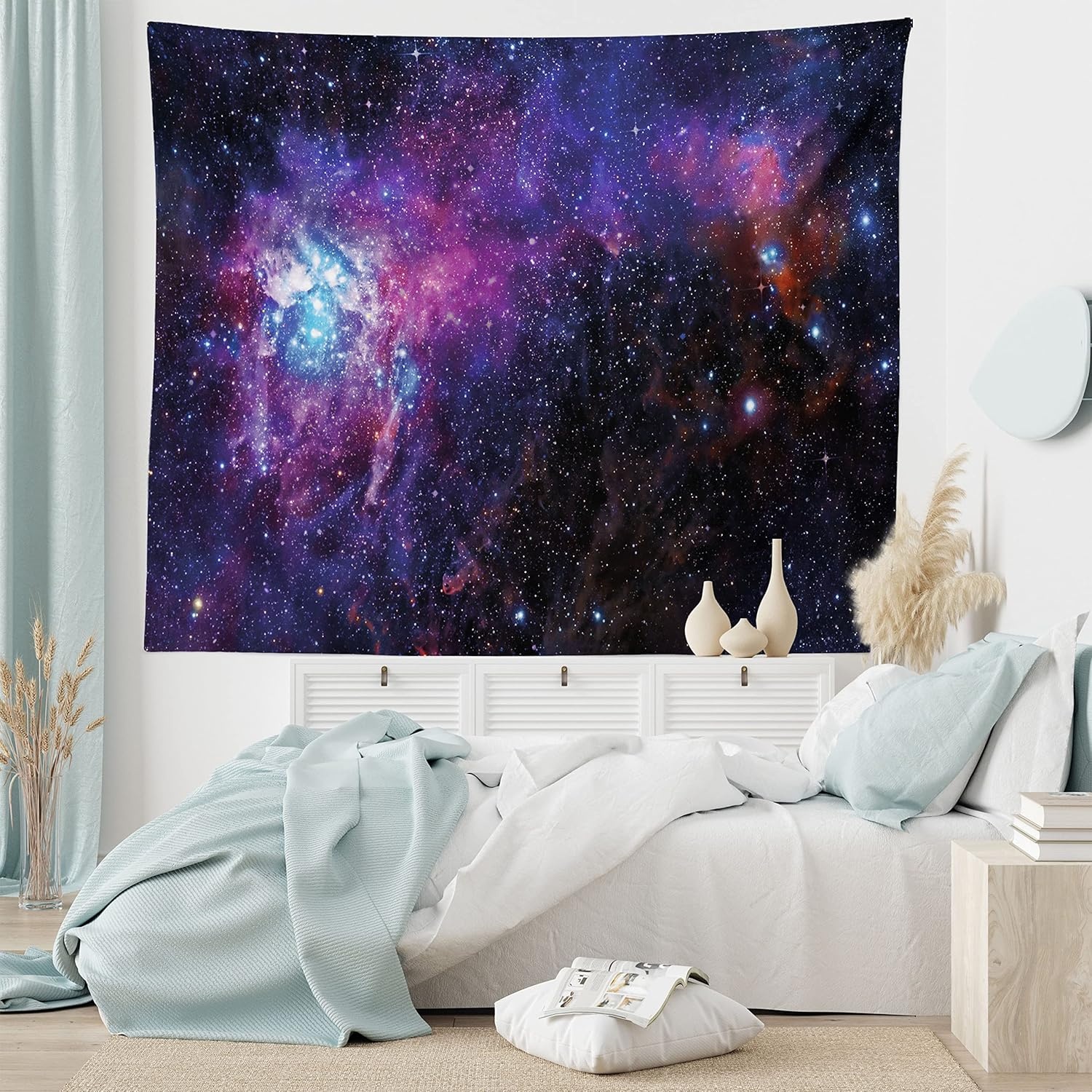 image:imageAmbesonne Fantasy Tapestry Celestial View of Snow Capped Mountains and Alien Planet Print Wide Wall Hanging for Bedroom Living Room Dorm 60 X 40 White and Navy BlueBlack Purple