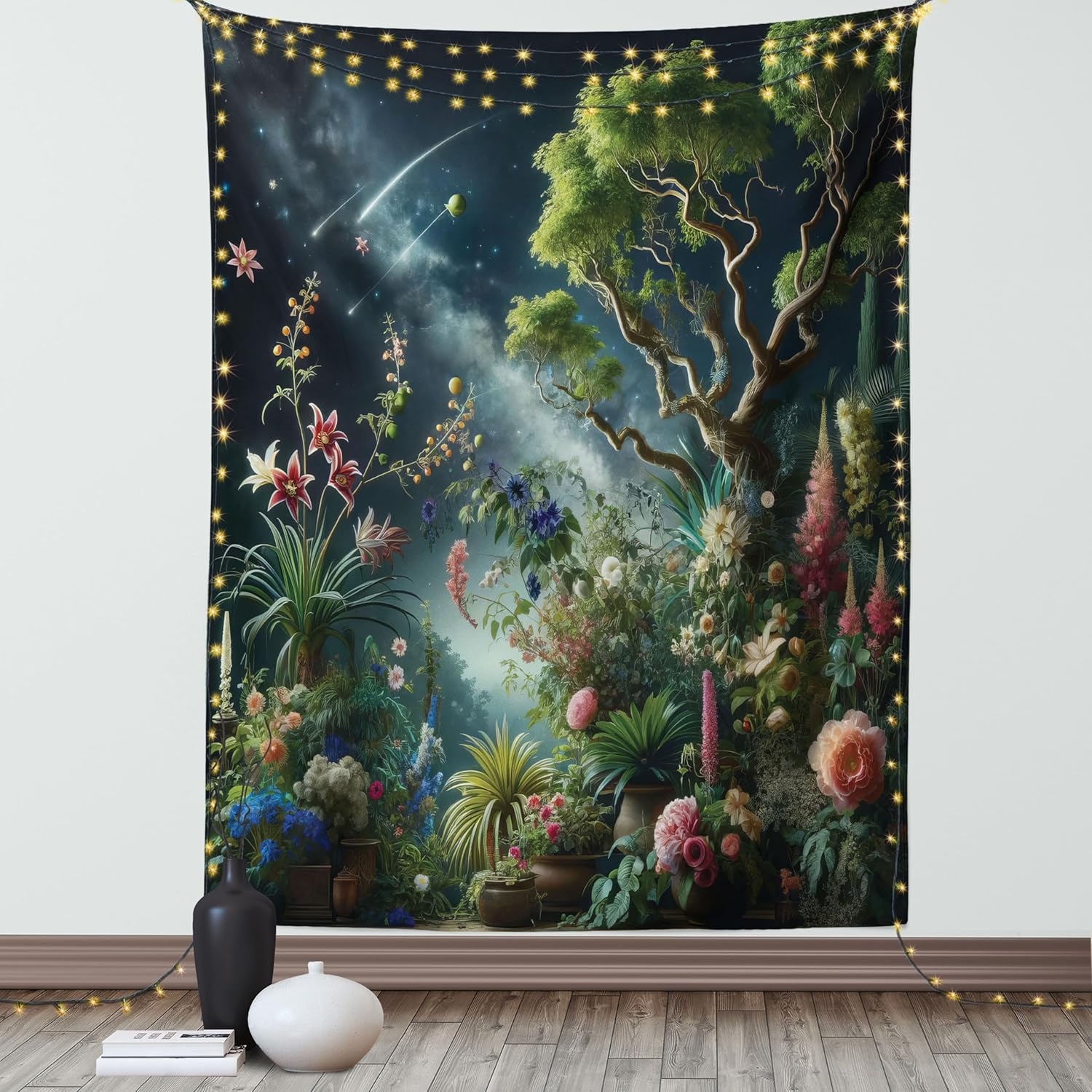 image:imageAmbesonne Fantasy Tapestry Celestial View of Snow Capped Mountains and Alien Planet Print Wide Wall Hanging for Bedroom Living Room Dorm 60 X 40 White and Navy BlueGreen Dark Night Blue