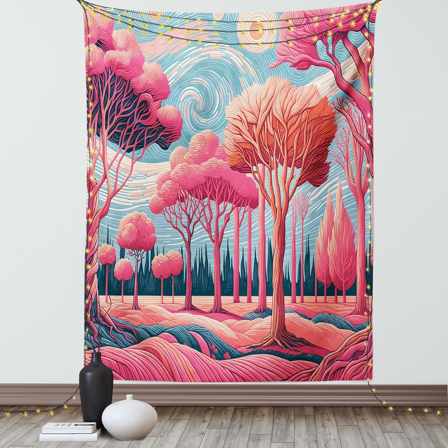 image:imageAmbesonne Fantasy Tapestry Celestial View of Snow Capped Mountains and Alien Planet Print Wide Wall Hanging for Bedroom Living Room Dorm 60 X 40 White and Navy BluePink Coral Blue Grey